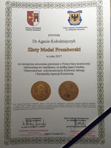 Gold Copernicus Medal 2018